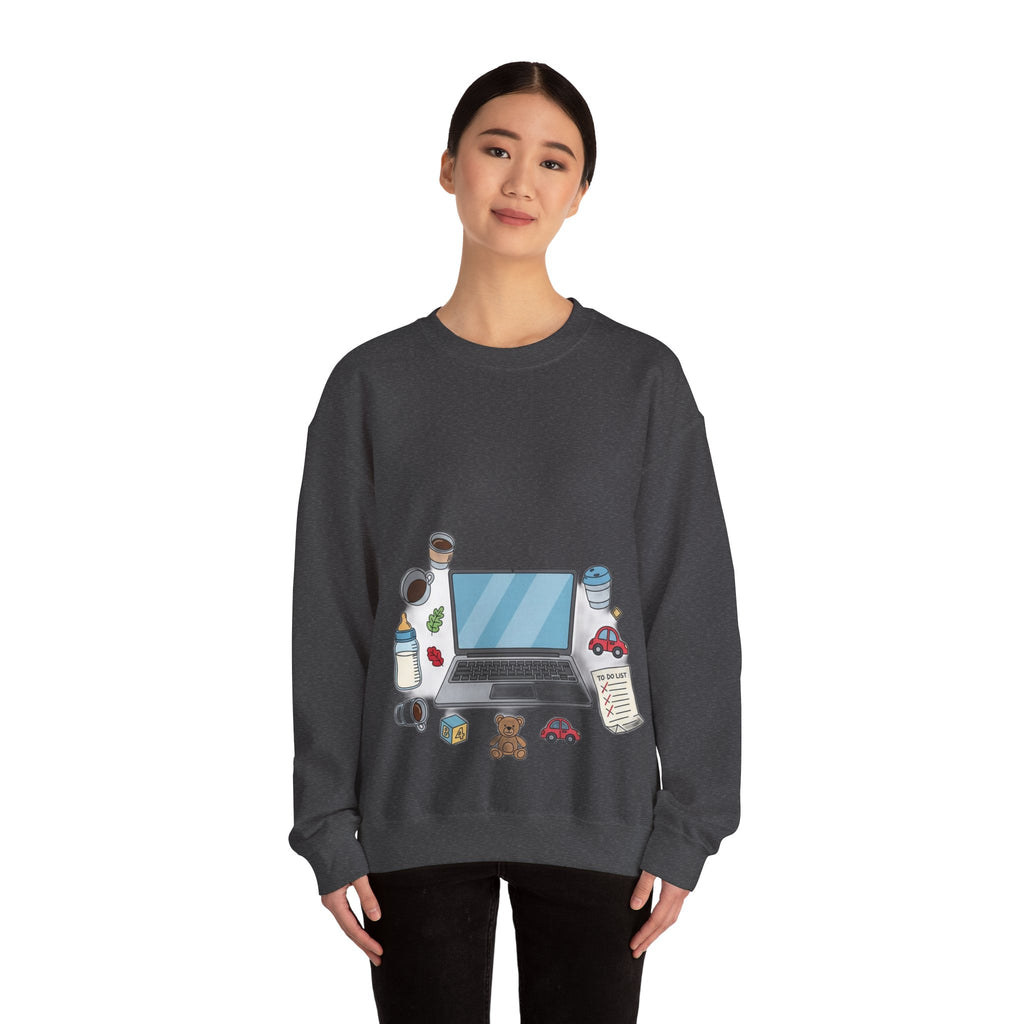 WFH Mom Sweatshirt - Fueled by Coffee and Chaos - Work From Home Mom Shirt