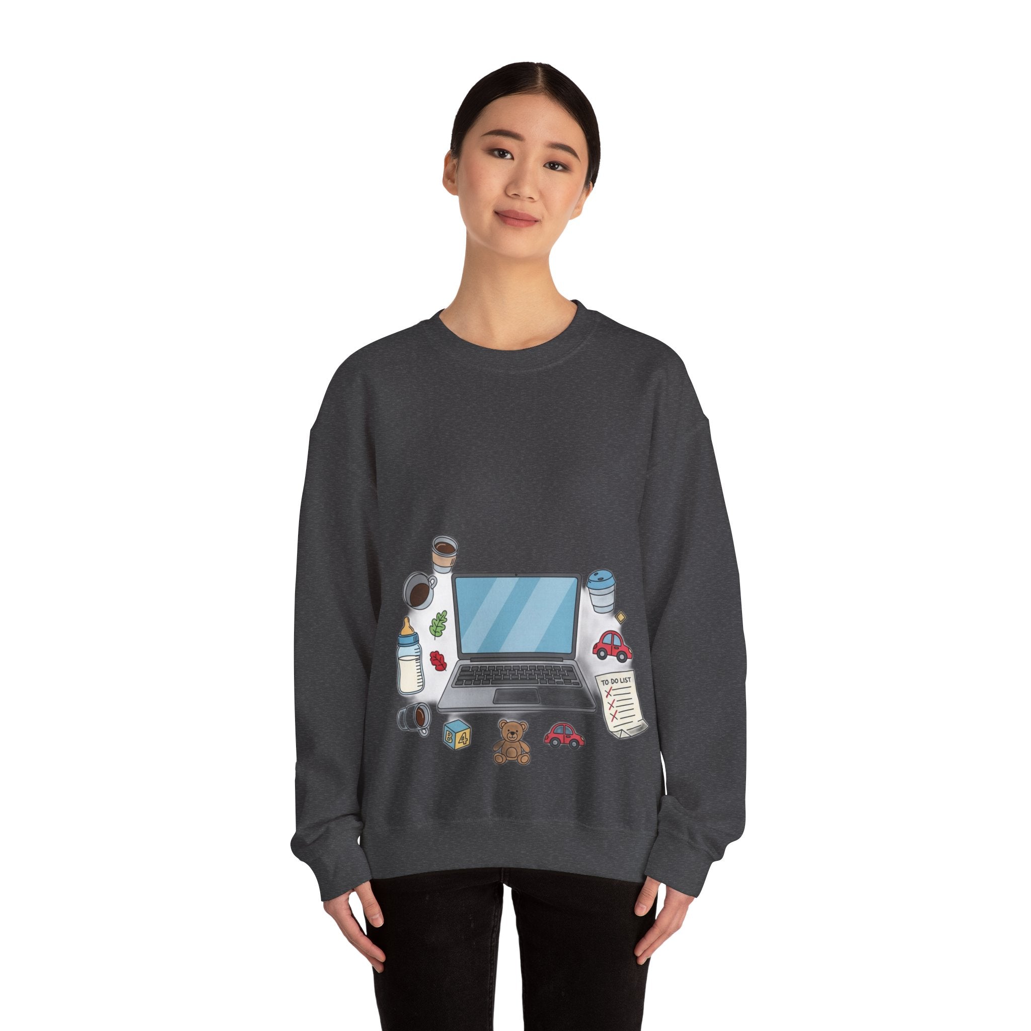 WFH Mom Sweatshirt - Fueled by Coffee and Chaos - Work From Home Mom Shirt