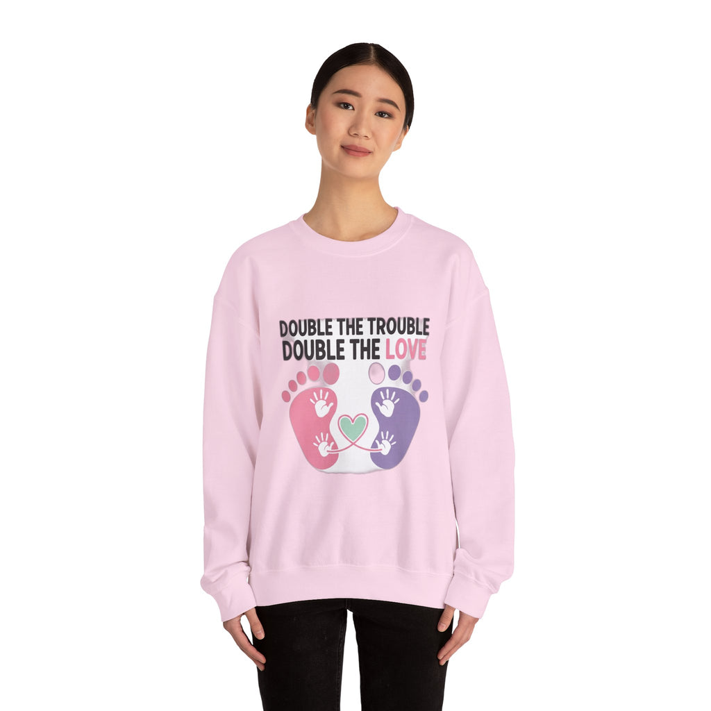 Twin Mom Sweatshirt - Double the Trouble Double the Love - Twins Mother Shirt