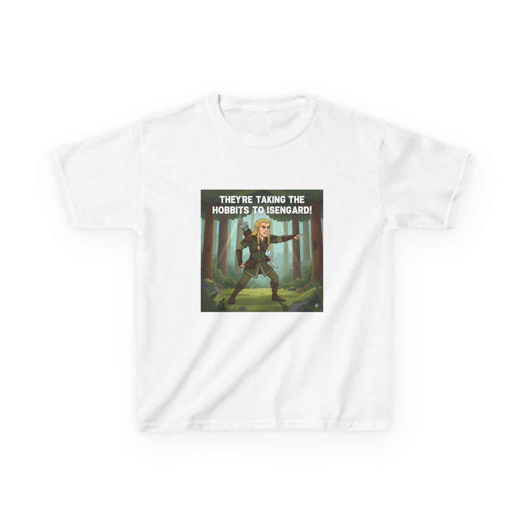 Theyre Taking the Hobbits to Isengard Kids Tee | Fantasy Ranger Illustration
