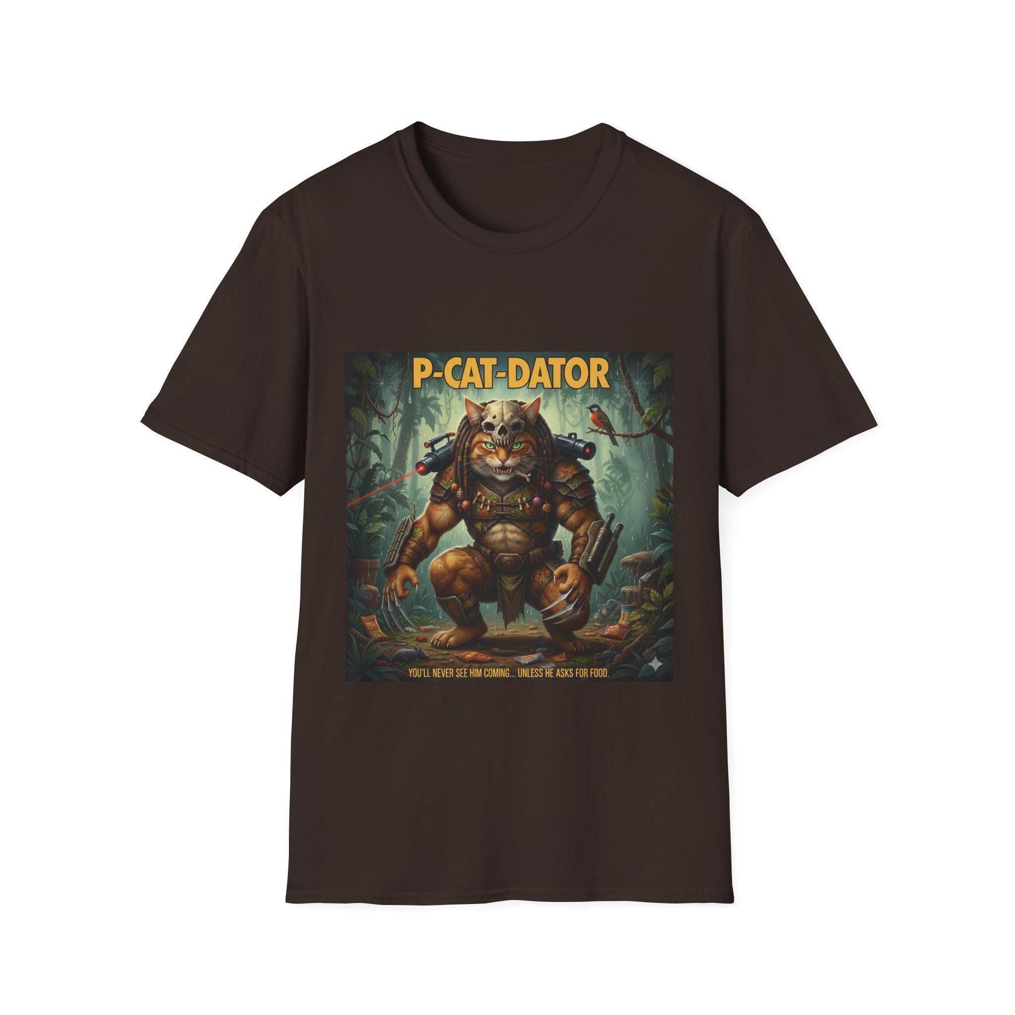 Predator Cat T Shirt  Movie Mashup Sci Fi Cat Illustration