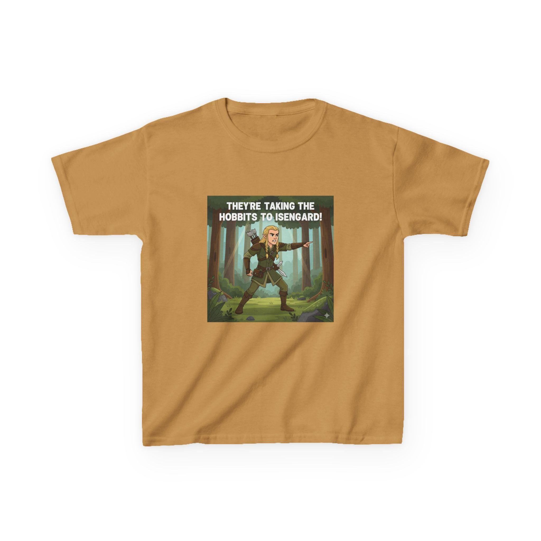 Theyre Taking the Hobbits to Isengard Kids Tee | Fantasy Ranger Illustration