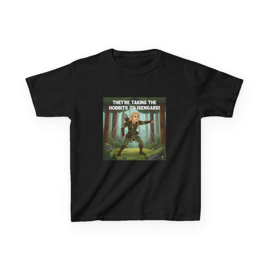 Theyre Taking the Hobbits to Isengard Kids Tee | Fantasy Ranger Illustration