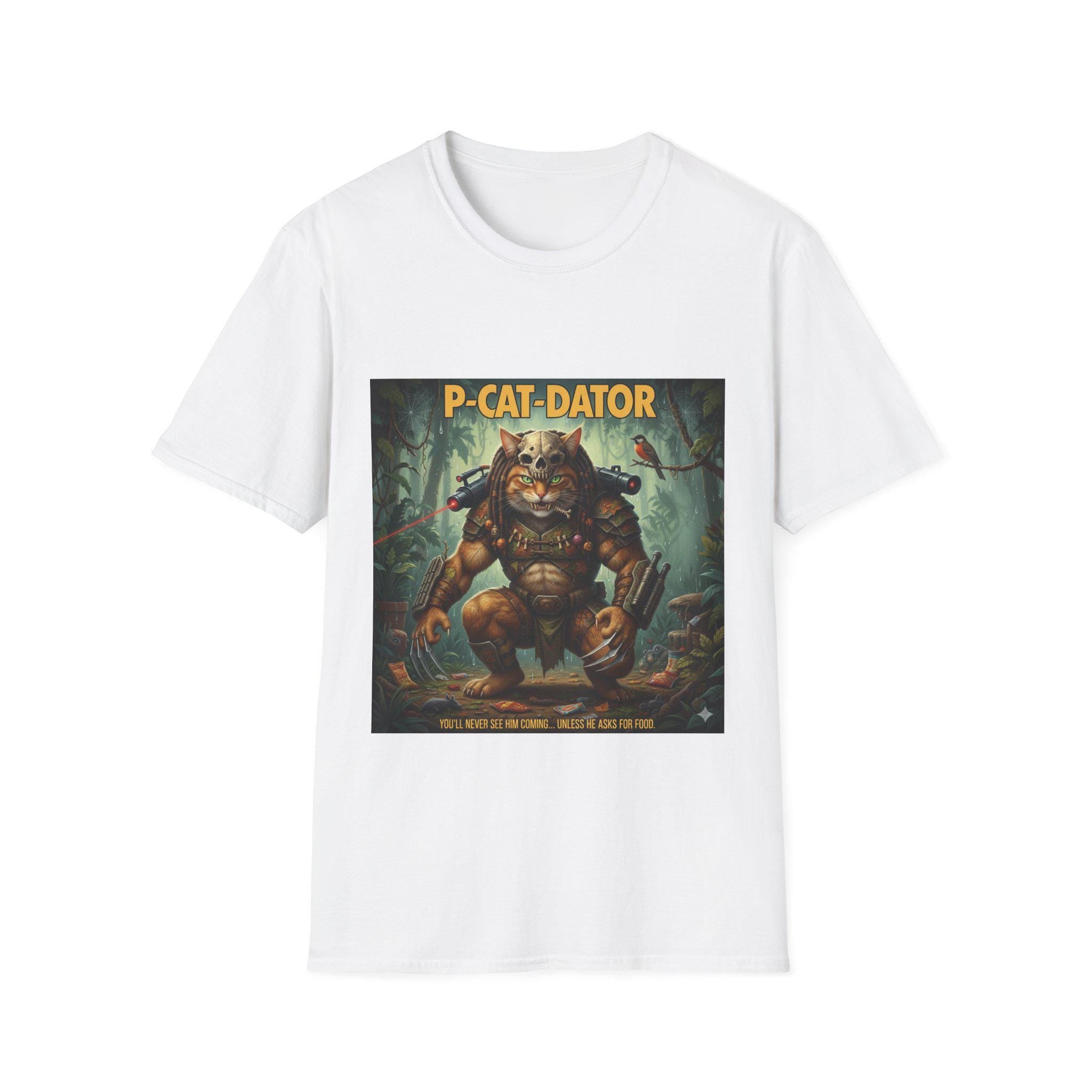 Predator Cat T Shirt  Movie Mashup Sci Fi Cat Illustration