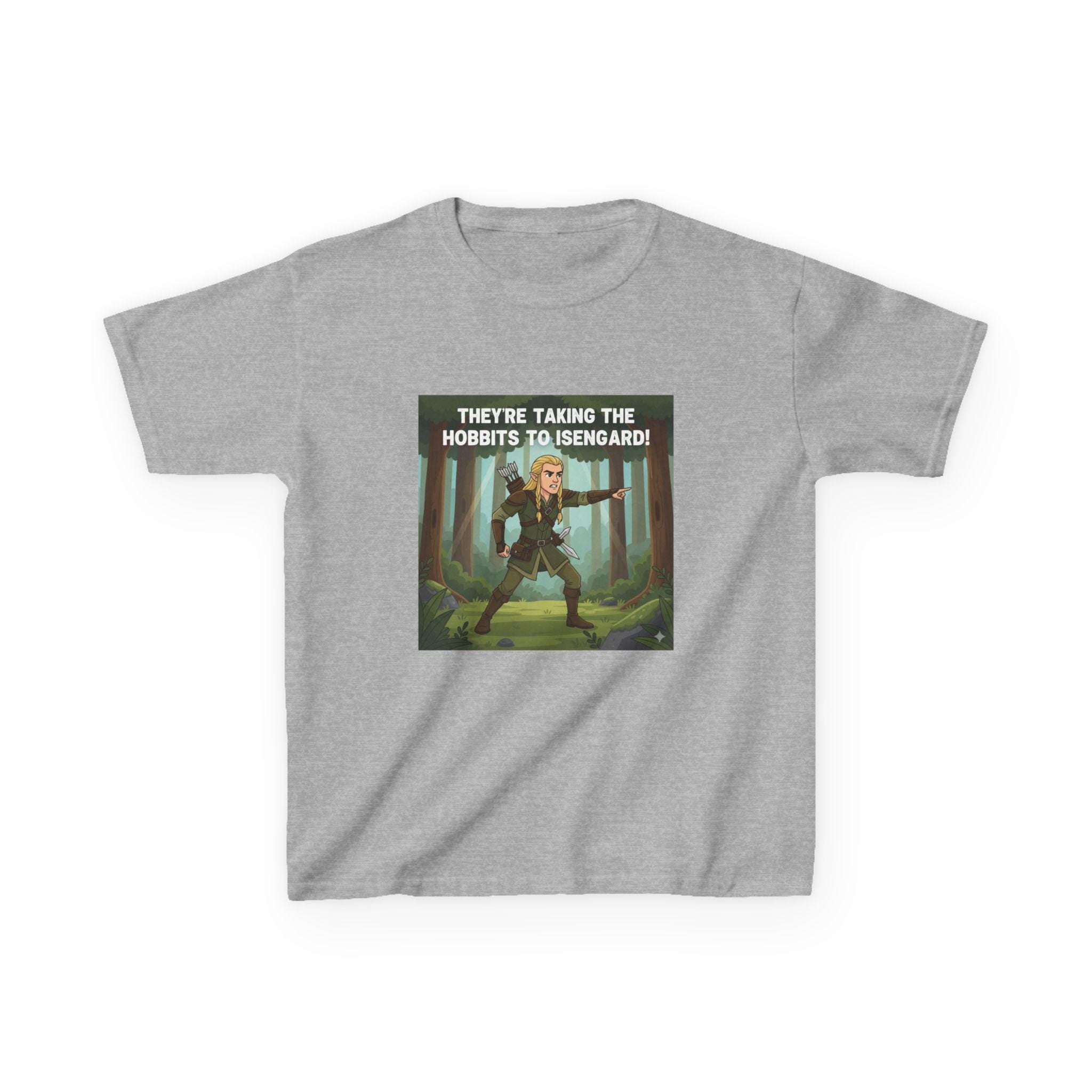 Theyre Taking the Hobbits to Isengard Kids Tee | Fantasy Ranger Illustration